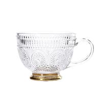 HOMLA Barrel Tasse à thé Transparente de Style Vintage - Gobelet Fonctionnel avec Motif élégant - pour fêtes, banquets, Service à thé - Capacité 0,36 l