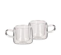 HOMLA Cembra Lot de 2 tasses en verre double paroi - Pour café, thé, latte macchiato capuccino - Passe au lave-vaisselle Hauteur 5,5 cm Hauteur 0,08 l