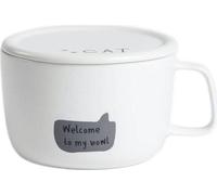 HOMLA KATIS Tasse avec chat et couvercle en porcelaine 0,9 l