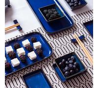 HOMLA OKINAWA Plateau de service en faïence Bleu marine 13 x 25 cm Assiette dessert sushi
