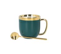HOMLA Tasse sensuelle Cuillère avec ornementation dorée Tasse à thé Tasse à café 0,28 l Porcelaine dorée