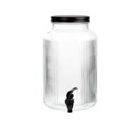 HOMLA VELMO Bocal en verre rayé avec couvercle noir 6 l