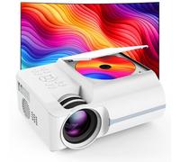 Homlab Projecteur DVD portable avec lecteur DVD intégré - Mini projecteur de film avec haut-parleur intégré, compatible avec PC/TV/HDMI/USB/AV, écran HD 1080p de 200 pouces pour films en plein air et