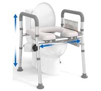 HOMLAND Siège de toilette surélevé avec poignées, rehausseur de siège de toilette pour personnes âgées avec hauteur et largeur réglables, siège de toilette surélevé pour personnes âgées, femmes