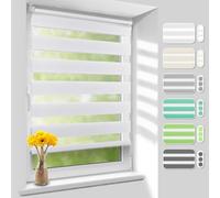 Homland Store double Klemmfix sans perçage L40 x H130 cm (largeur de tissu 35 cm) Blanc, Duo Store, Stores à fixation par pression translucides et occultants, Réglable Store pour fenêtre protection