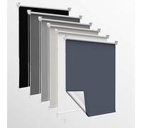 Homland Store Occultant sans Perçage, 115l x 140L cm(Largeur du Tissu 115cm) Rideaux Occultant avec Revêtement d'argent, Isolation Thermique, Installation Simple, pour Chambre, Salon, Bleu Foncé