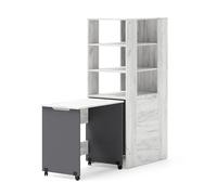 Homlando Bureau avec étagère, extensible 2 en 1, meuble moderne pour chambre d'adolescent, bureau, chambre à coucher, bureau avec espace de rangement, Samoa-Fuji 83,7 x 165 x 55 cm (blanc artisanal