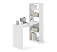 Homlando Bureau d'ordinateur moderne avec étagères - Avec étagère - 120 cm - Blanc mat