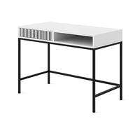 Homlando Coiffeuse Ravenna F - 112 x 50 cm - Console avec tiroir - Coiffeuse moderne - Bureau - Blanc mat/noir mat - Façades fraisées