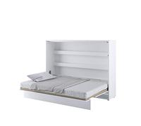 Homlando Lenart Bed Concept BC04 Lit pliant Horizantal 140 x 200 cm, armoire avec lit pliant intégré, lit mural avec sommier à lattes, Blanc mat