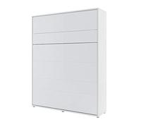 Homlando Lenart Bed Concept BC12 160 x 200 cm - Lit escamotable vertical - Armoire avec lit pliant intégré - Lit mural avec sommier à lattes - Murphy Bed (blanc mat)