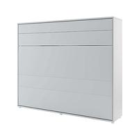 Homlando Lenart Bed Concept BC14 Lit pliant Horizantal 160 x 200 cm - Armoire avec lit pliant intégré - Lit mural avec sommier à lattes - Murphy Bed (gris mat)