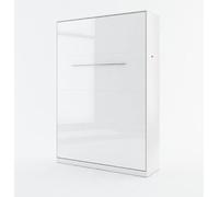 Homlando Lenart Concept Pro CP01 Lit mural - 140 x 200 cm - Lit pliant vertical - Armoire avec lit pliant intégré - Lit fonctionnel (blanc mat/blanc brillant)