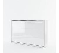 Homlando Lenart Concept Pro CP05 Lit mural, 120 x 200 cm, lit pliant horizontal, armoire avec lit pliant intégré, lit fonctionnel (blanc mat/blanc brillant)