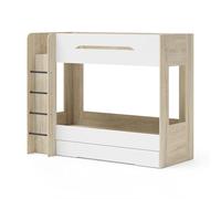 Homlando Lit Superposé pour Enfants 80x200 cm avec Tiroir, Lit Double pour Enfant, Lit pour Chambre Ado avec Etagère et Espace de Rangement, Samoa (Sonoma/Blanc)