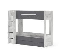 Homlando Lit Superposé pour Enfants 80x200 cm avec Tiroir, Lit Double pour Enfant, Lit pour Chambre Ado avec Etagère et Espace de Rangement, Samoa (Sonoma/Blanc)