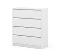 Homlando Maja Commode sans poignées avec 4 tiroirs pour salon, chambre à coucher ou bureau Blanc mat 40 x 90 x 104 cm