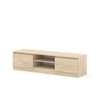 Homlando Meuble TV bas moderne, sans poignées, 2 portes et 2 compartiments ouverts, meuble TV pour salon, buffet, Maja 150 x 40 x 38,5 cm, chêne crème