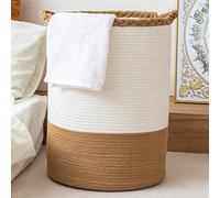 Homlikelan Grand panier à linge tissé en osier pour couvertures, vêtements, oreillers, jouets, chaussures - Grand panier à linge en coton pour chambre à coucher, salon, salle de bain, chambre d'enfant