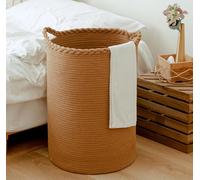Homlikelan Panier à linge en coton tissé de 72 L, panier à linge pour couvertures, oreillers, jouets, chaussures, grand panier à vêtements, marron clair, 55,9 cm H x 40,6 cm D