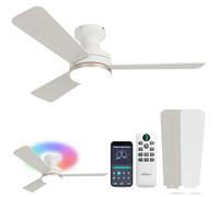 Homlit Ventilateur de plafond RVB de 42 pouces avec lumière, application intelligente et télécommande, montage affleurant à profil bas, éclairage synchronisé avec musique, moteur CC réversible