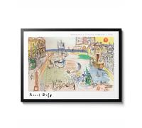 Hommage a Claude Lorrain par Raoul Dufy, Paysage aquarelle fauviste, décoration murale, coucher de soleil côtier, poster vintage 1926, cadeau d'art, archivage mat, 50 x 70 cm (encadré) - 50 x 70 cm