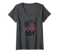 Hommage Patriotique à la Patrie de la liberté pour Les Braves T-Shirt avec Col en V, Femme, Chiné Foncé, XL