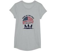 Hommage Patriotique à la Patrie de la liberté pour Les Braves T-Shirt, Fille, Gris Chiné, S