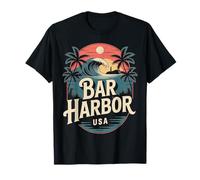 Hommage rétro à la Vague de Coucher de Soleil de Bar Harbor Maine T-Shirt
