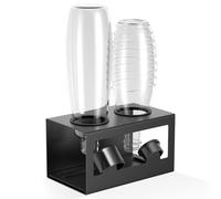 HOMMAND Porte-Bouteilles pour SodaStream Crystal Emil - Support Bouteille et Égouttoir pour 2 Bouteilles, avec Anneaux de Protection en Silicone, Porte-Couvercle, Noir