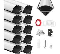 HOMMAND Profilé LED en aluminium 45 ° - En forme de V - 10 m - Avec connecteur d'angle, colle, embouts et clips de montage - Canal LED et diffuseur - 10 x 1 m