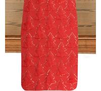 HOMMDECO 33 * 183cm Nappe de Table en Sequin Rouge de Noël Rétro en Polyester Décoration de Meuble de Salle à Manger Coussins Décoratifs pour Canapé Ornements Familiaux Décor de Noël