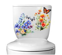 HOMMDECO Lot de 4 feuilles de décalcomanies autocollantes pour abattant de WC Motif papillons et fleurs