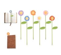 HOMMDECO Lot de 6 marque-pages tissés à la main en forme de petites marguerites pour écrivain, enseignant et amateur de livres, rideaux décoratifs en fleurs artificielles