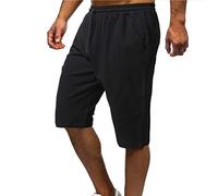 Homme 3/4 Short Cargo d'été Décontracté en Coton et Lin Baggy Pantacourt de Plage Ample à Cordon Pantalon de à élastique Shorts et Bermudas Hommes de Travail Vacances Pas Cher