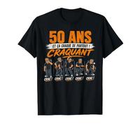 Homme 50 Ans et ça craque de Partout craquant Anniversaire T-Shirt Graphique avec Valeur, Homme, Noir, L