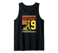 Homme 9 Ans Anniversaire garçon Construction Camion Bulldozer thème Débardeur