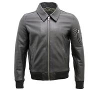Homme A2 US Airforce Noir Cuir de Vache Analine Veste Bomber Cuir