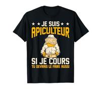 Homme Abeilles Vêtement Apiculteur Drôle Abeille Je Cours Tu Devrais Le Faire Aussi T-Shirt Noir Casual Drôle T-shirt Homme S Ras du cou Uni Manche courte Col roulé Manchette française