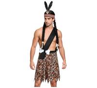 Homme Adulte Des Cavernes Jupe Indienne Native Costume Âge De Pierre Noir S