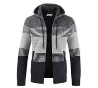 Homme Automne Hiver Pull Hoodie Sweater Chandail à Capuche Hoodie Veste en Maille Gilet Polaires Polaires Doublé Chandail Tricot à Capuche Cardigan Homme,XS,Gris-Gris Foncé