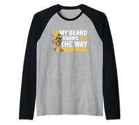 Homme Beard Knows The Way Cadeau de randonnée pour randonneurs en Plein air Manche Raglan
