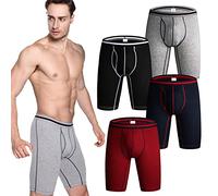 Homme Boxer Long Caleçons Respirante Sport Sous-vêtement Extra Long Lot De 4 (XL)
