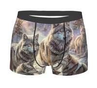Homme Boxer Short Breathable Caleçon Boxeur Mode sous-Vêtements Famille De Loups, Loups, Bois, Hiver, Animal, Paysage Enneigé XXL