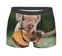 Homme Boxer Shorty Cochon avec Guitare Caleçons Breathable Lingerie Élastique Confortale sous-Vêtements L