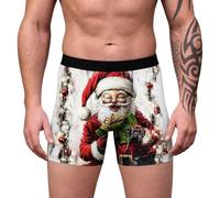 Homme Boxer Slip Ceinture Élastiquée Bonhomme Neige Flocons Imprimés | Caleçon À Taille Souple Serrée, Sous-Vêtement Monsieur, Style Saisonnier Sur Habit, Tenue Intime, Pour Réveillons