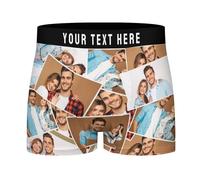 Homme Boxers Personnalisé avec Collage de photos Texte Nom Caleçons Personnalisée pour Hommes Sous-vêtements Doux Boxer Slips Hipster Cadeaux Personnalisé pour Petit Ami Mari NoëL Saint Valentin