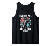 Homme Cachez Votre Femme The Alpha is Here Wolf Male Werwolf Meme Débardeur