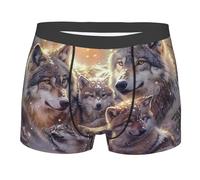 Homme Caleçon De Sport Élastique Boxer Caleçons Classique Boxershorts Loups De La Famille, Animaux d'hiver, Paysage De Forêt Enneigée M