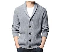 Homme Cardigan à Manches Longues et Col Châle Épais Hiver Cardigans Gilet Veste en Grosse Maille Veste Tricoté Chaud avec Poches Cardigan Gilet Homme avec Boutons pour Hiver